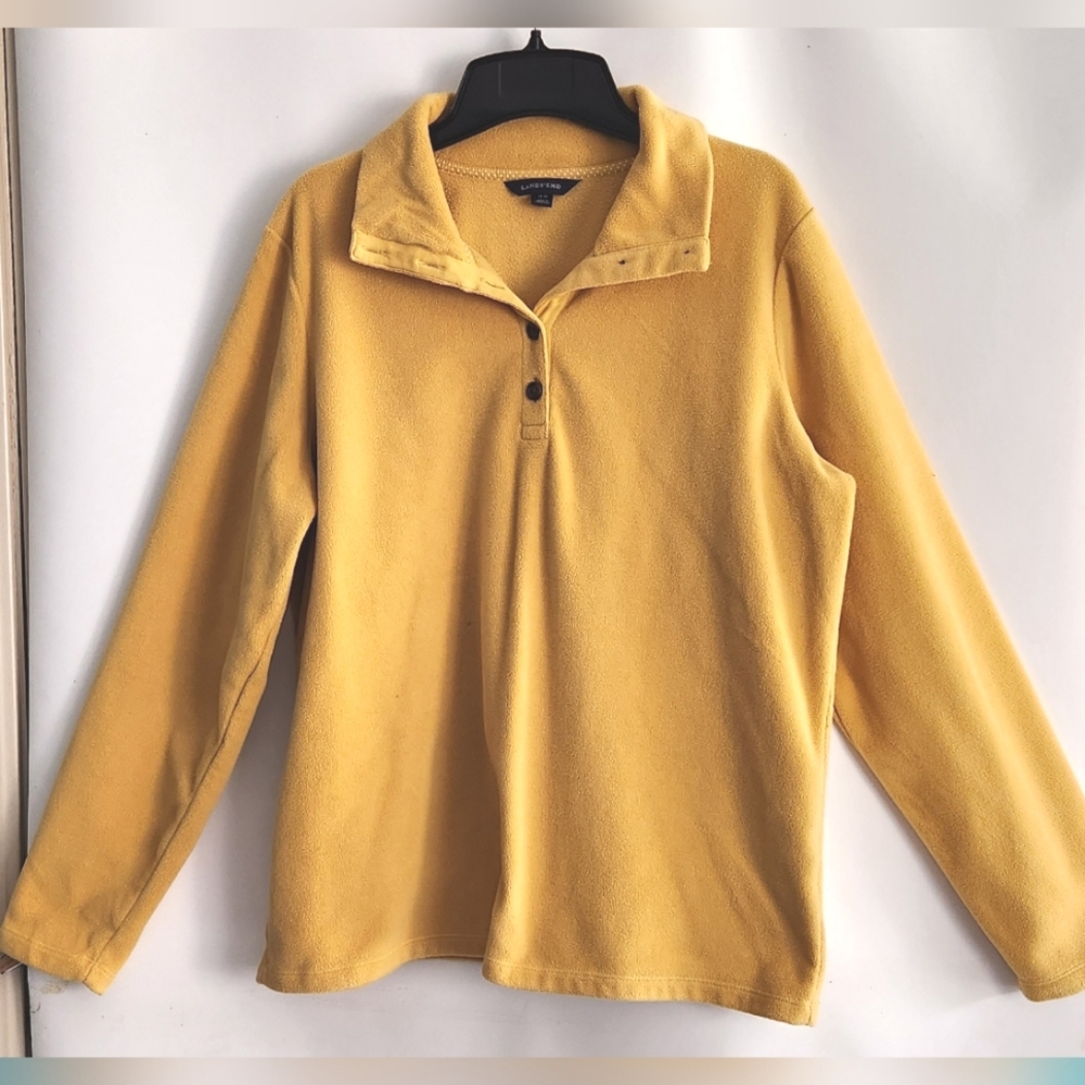 Land's End Women's Pullover Fleece Jacket Mustard Yellow Size 14-16